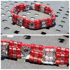 Custom Handmade Beaded Dog Collar Hearts